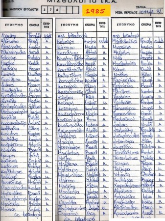 Υπό μονιμοποίηση Υπάλληλοι 1985 (κατάστ. 1η)